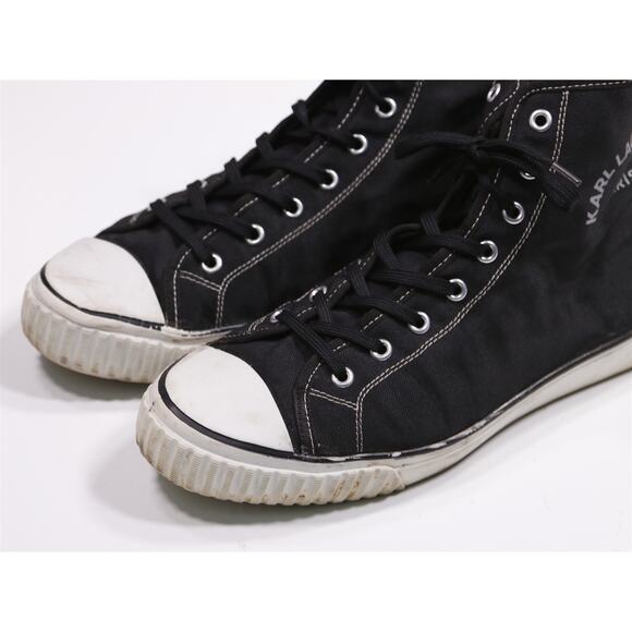 Karl Lagerfeld Mens Black White High Top Sneakers Eu 44 - US 11 - Picture 3 of 10